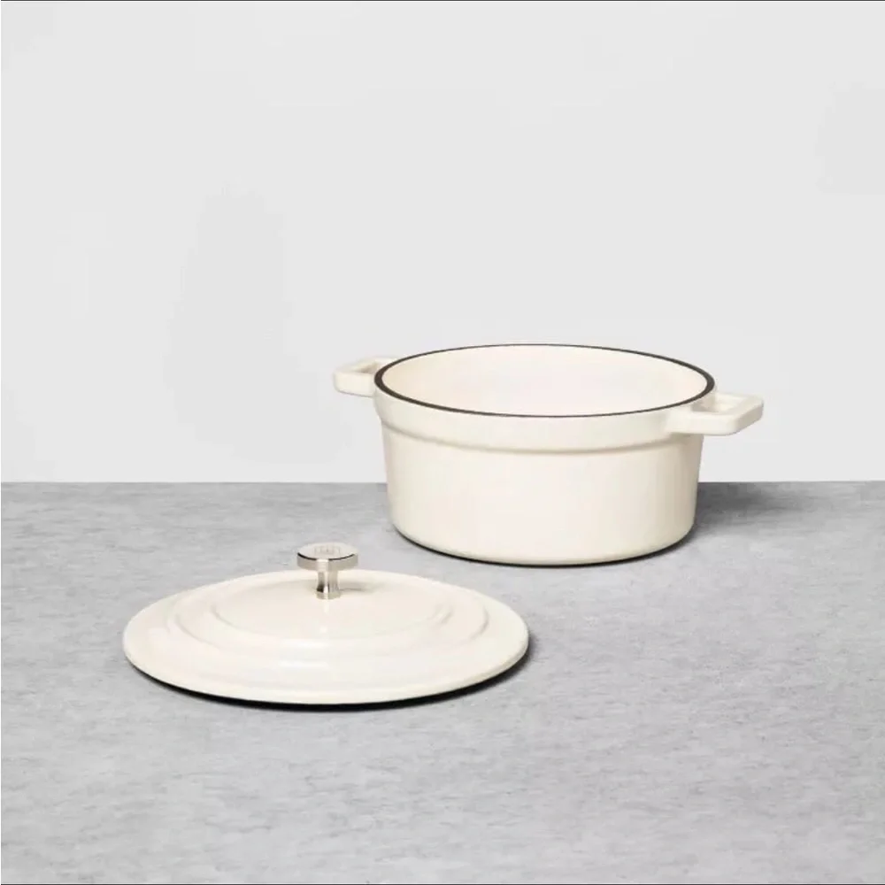 .5qt Enameled Cast Iron Mini Dutch Oven Cream - Hearth & Hand™ with Magnolia